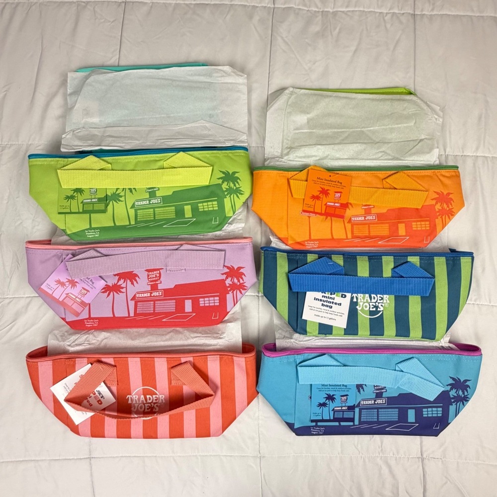 Trader Joes Mini Insulated Tote Bag Summer 2026 Set of 6 Limited Edition NEW - Picture 6 of 8